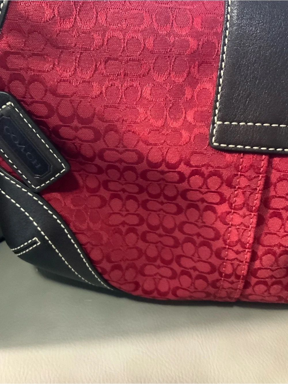 Vintage Coach Red Signature C Jacquard Soho Small Flap Shoulder Bag